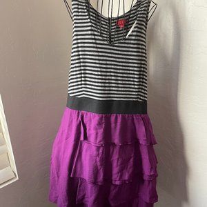 Elle purple black gray ruffle dress Size XL